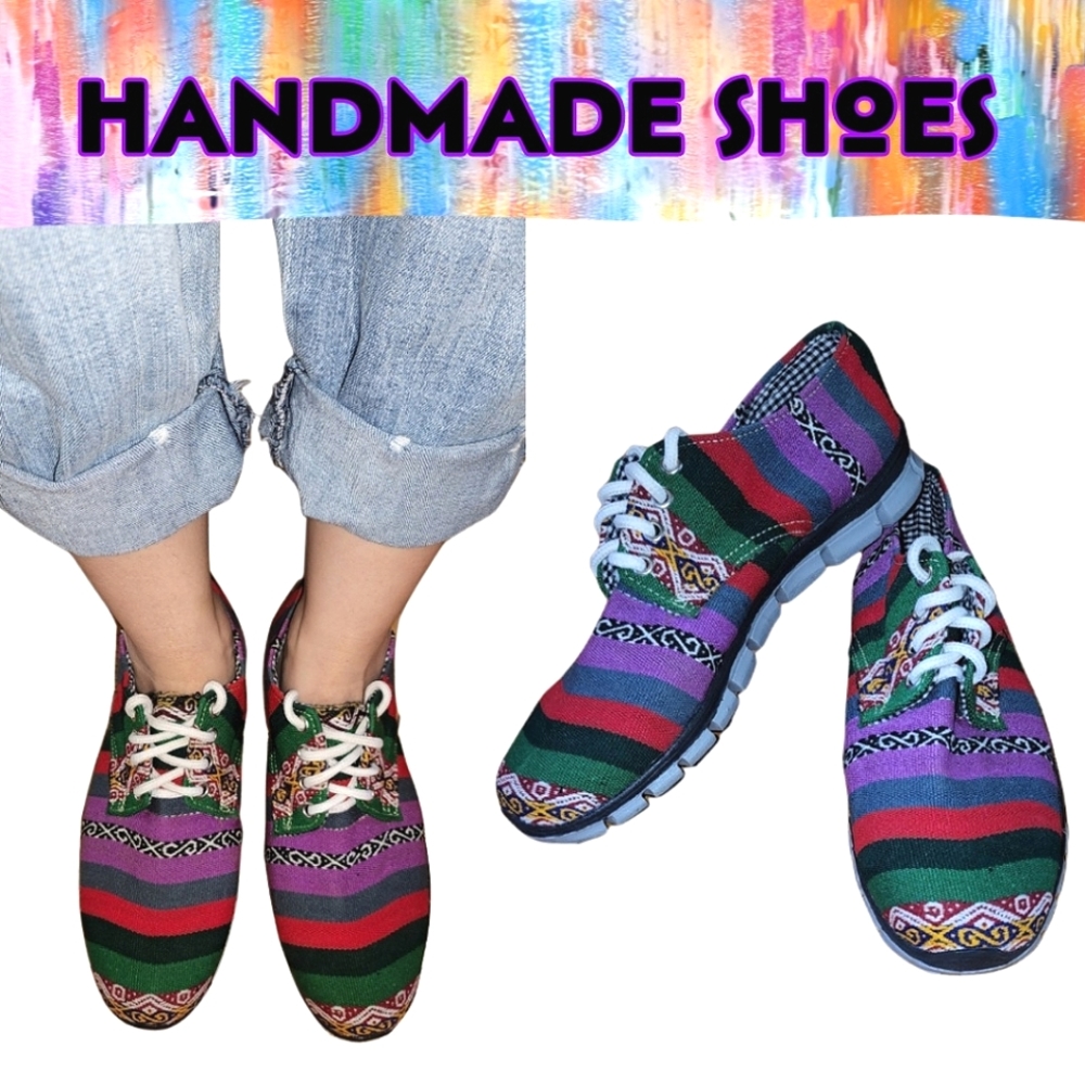 Handmade Tribal/Boho Sneakers, Size 7.5-8